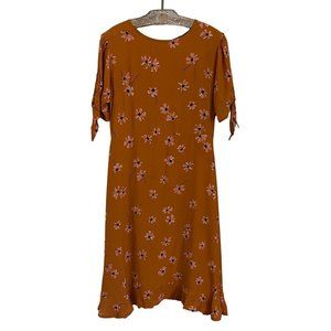 Faithfull The Brand Emilia Floral Midi Dress Orange Pink Women's Size M Medium